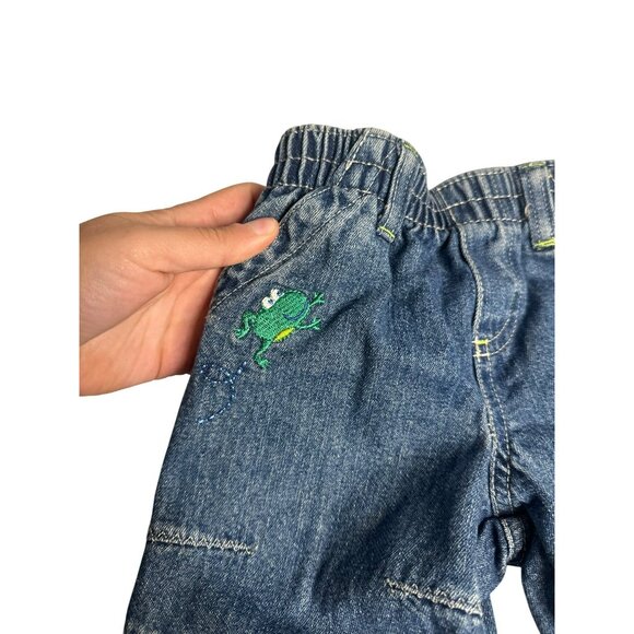 Vintage Koala-Kids Jean Denim Shorts Baby 0-3M – Embroidered Frog & Dragonfly - Picture 4 of 9